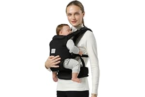 MISSWISDOM Baby Carrier Newborn to Toddler, Easy Adjustable Toddler Carrier for 7-30lbs, Baby Holder Wrap Carrier, Breathable Mesh Fabric Infant Kangaroo Hip Carriers with Lumbar Support, Black