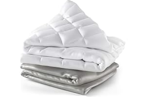 Cosy House Collection Adult Weighted Blanket (60" x 80", 15 Lbs) & 100% Rayon Derived from Bamboo Removable Cover - Queen Size Heavy Blanket with Premium Glass Beads - Grey