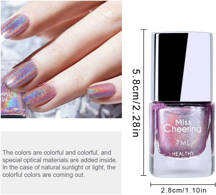 Ownest Holographic Nail Polish, Gorgeous Glossy Holographic Halo Glitter Polish Nail Art Nail Pigment Diamond Laser Nail Polish -LS06 : Beauty