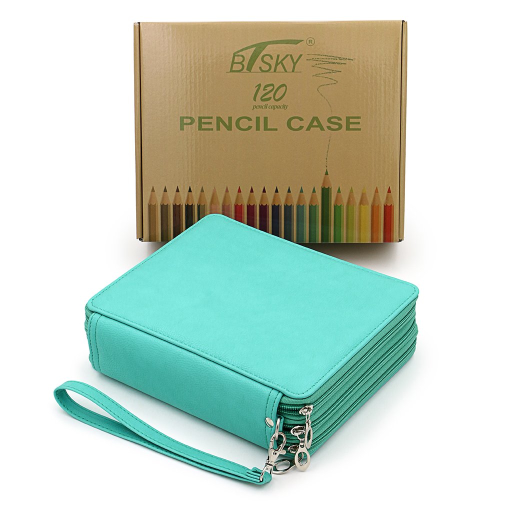 BTSKY Deluxe PU Leather Pencil Case For Colored Pencils 120 Slot