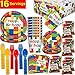 Building Block Party Supplies | Includes Paper Plates, Cups, Napkins, Tablecloth and Banner | Tableware for Brick and Construction Themed Birthday Parties | Boys Birthday Party Decorations Serves 16
