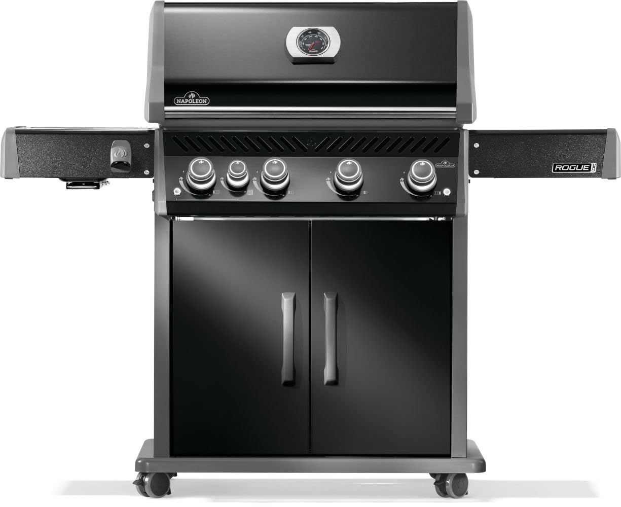 Photo 1 of Napoleon Rogue PRO 525 Propane Gas Grill with Infrared Side Burner, Black, Durable 5-Burner BBQ