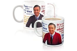 TOYNK Mister Rogers Sweater Changing Coffee Mug | Add A Hot Beverage And Watch The Sweater Appear | Also Features Mister Rogers Quotes | Holds 16 Ounces