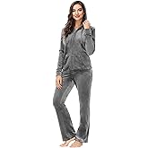 ANOTHER CHOICE Velour Tracksuit Women 2 Piece Zip-Up Velvet Sweatsuits Hooded Soft Jogging Set