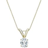 14k Yellow Gold 4-Prong Basket Oval Diamond Solitaire Pendant (1/4-1 cttw, O.White, I1-I2)