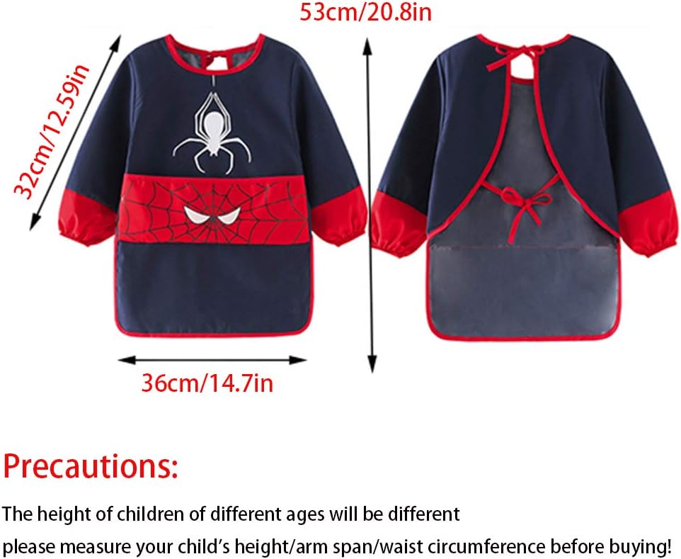 Kids Art Aprons, Kids Premium Painting Smock Apron, Waterproof Play Apron Long Sleeves With Roomy Pockets, Painting, Baking - Image 3
