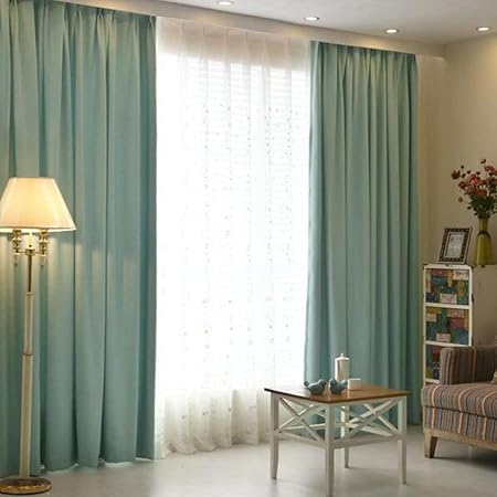 Anhpi Blackout Solid Color Curtains Floor To Ceiling Windows Bay