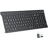 iClever Wireless Keyboard GKA22B Rechargeable Keyboard with Number Pad, Full-Size Stainless Steel Ultra Slim Keyboard, 2.4G S