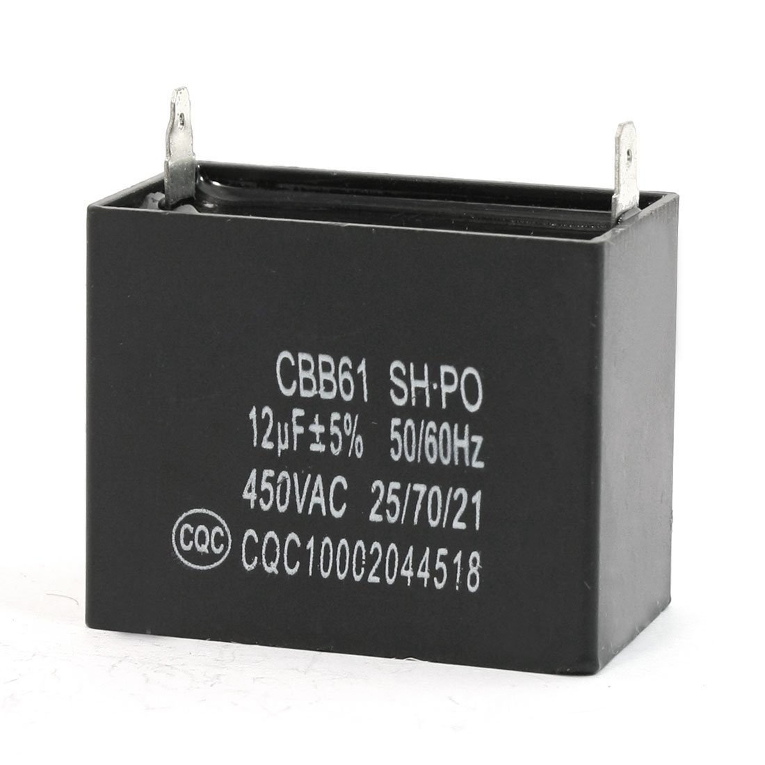 AC 450V 12uF 2 Terminals Air Conditioner Motor Capacitor Black CBB61