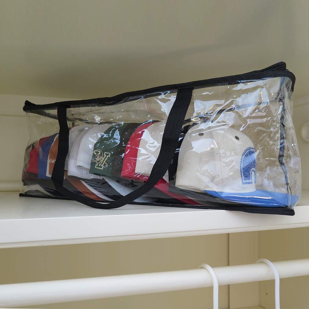 Evelots Sport Cap Bag-Extra large-20 Hats-Trucker Style-Clear-Handles- Set/2: Home & Kitchen