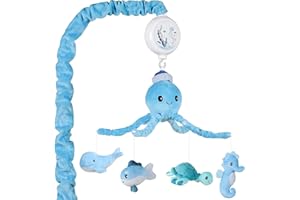 CLYMENE Ocean Musical Baby Crib Mobile - Whale/Turtle/Seahorse Mobile for Crib with 12 Lullabies for Baby Boys and Girls | Nautical Nursery Decor
