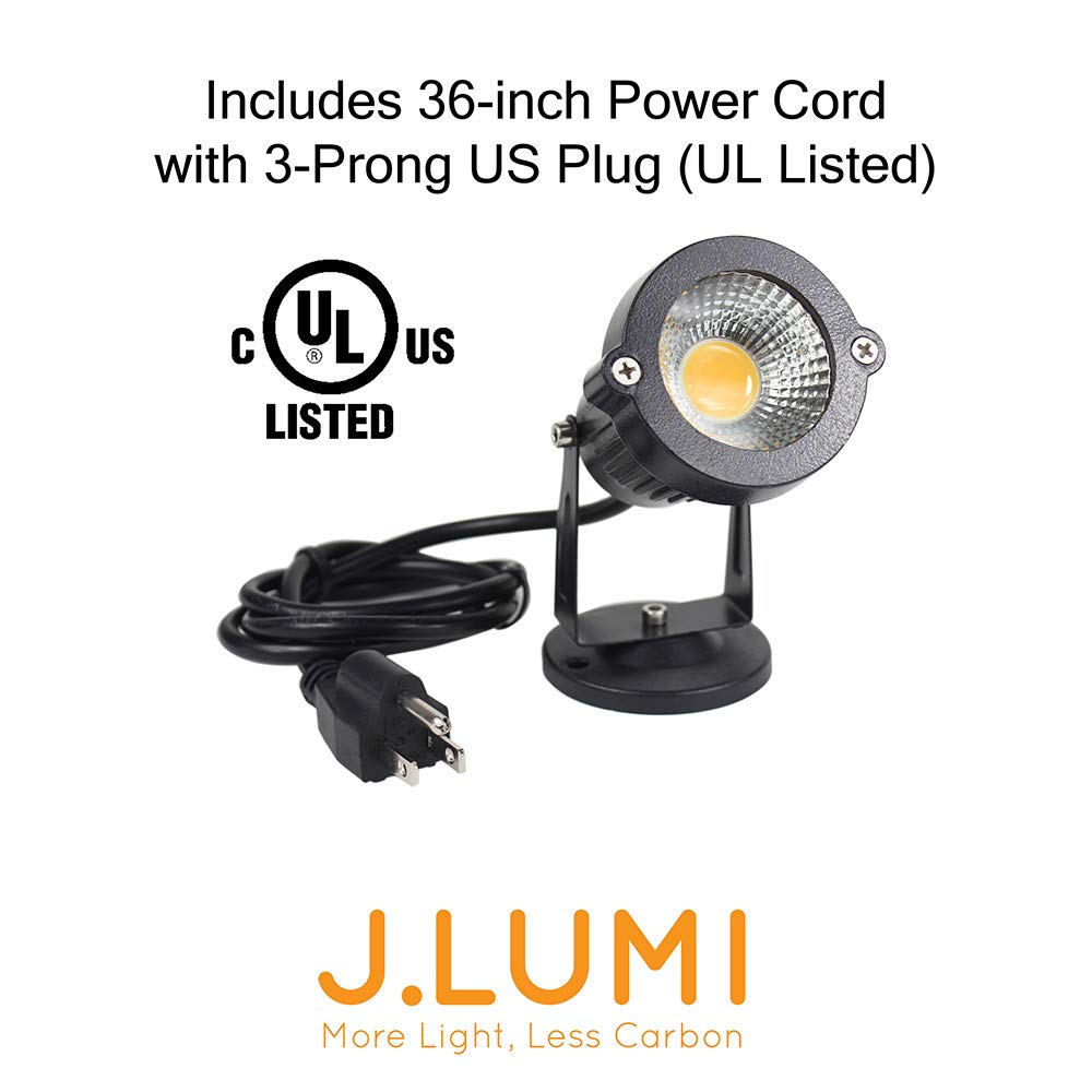 J.LUMI GSS6005 Outdoor LED Spotlights 5W, 120V AC, 3000K Warm, Metal