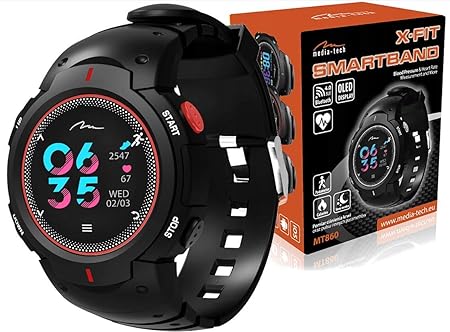 Media-Tech MT860KG X-FIT Smartband Fitness Armband mit Pulsmesser Wasserdicht IP68 Fitness Trackers Farbbildschirm Aktivitäts