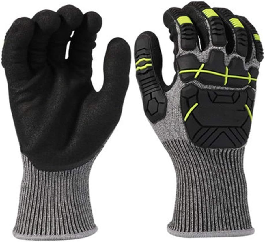 1 Pair Premium Safety Impact Gloves,Non-Slip Wear-Resistant Cut-Proof,Hand Back Tpr Protection,for Car Repair, Glass Ceramics, Packaging Handling
