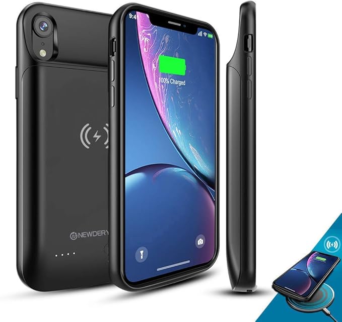 NEWDERY Upgraded iPhone XR Battery Case Qi Wireless Charging Compatible
