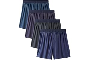 BAMBOO COOL Mens Underwear Boxers Moisture-wicking and Cool Men's Boxer Shorts Loose Fit Super Soft 4 Pack