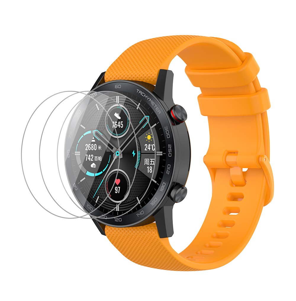 NOKOER Strap & Screen Protector for Honor Magic Watch 2 46mm - 3 Pack, Soft Silicone, TPU, Breathable, Scratch-Proof, No Odor