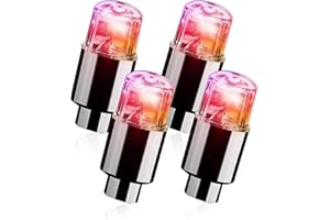 Fogfar Pack-4 LED Valve Stem Caps Lights, Waterproof PVC Car Tire Wheel Lights, Neon Flashing Colorful Decorative Tyre Valve Lights for Car Motorcycles Bicycles (Red)