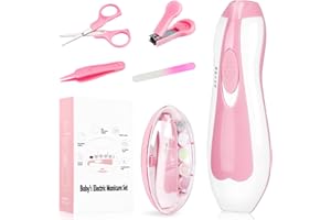 UHFI Baby Nail Trimmer Electric, 11 in 1 Baby Nail Clippers, Baby Grooming Kit Manicure Set,Nail File Baby Essentials Must Haves(Pink)