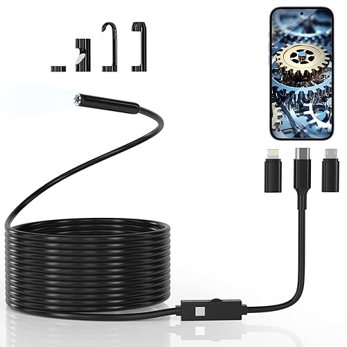 thumbnail image 2 of Tomato Sauce Endoscope Camera 1920P HD Borescope, 16.4FT Cable For Android Ios Inspection Camera With Lights For Auto Engine Sewer Pipe Hvac Tools For Men 2 of 10