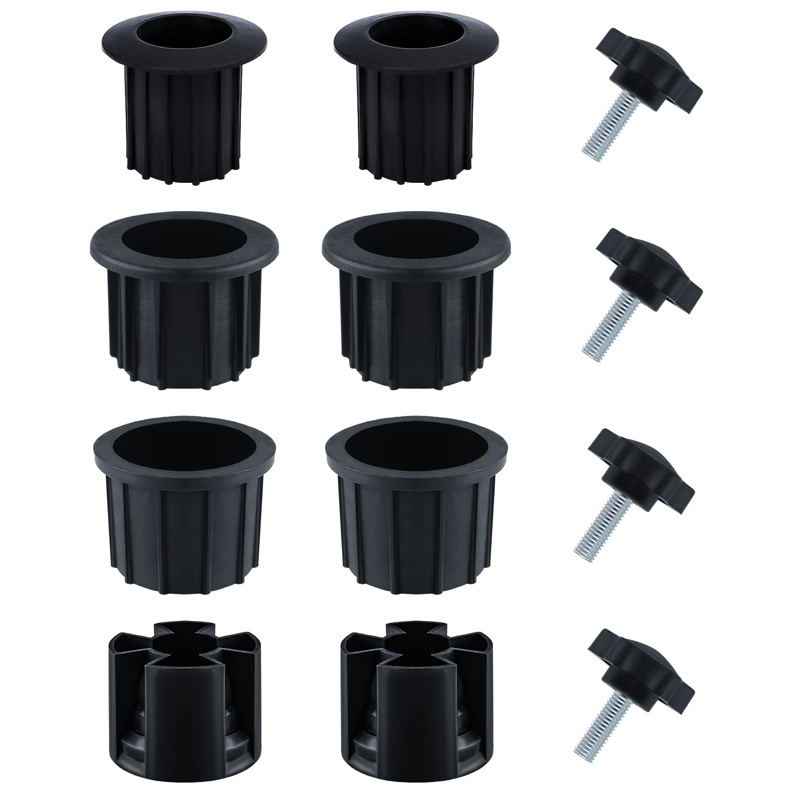 LUTER 12pcs Umbrella Stand Replacement Parts - Hole Ring Plug Cover Connector With Star Hand Knob m8 Base Accessories for Patio Table Balcony Decks Backyard (Black)