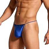 YINYOUYU Mens Thongs Silk G-String Adjustable Sexy T-Back Low Rise Underwear
