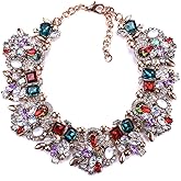 Zthread Bib Statement Necklace Colorful Glass Crystal Collar Choker Necklace for Women Fashion Accessories