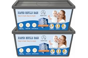 AIEKOO Disposable Diaper Pail Refill Bags,Compatible with Diaper Genie Signature & Platinum System,2 * 30 Bags, Max Oder Lock