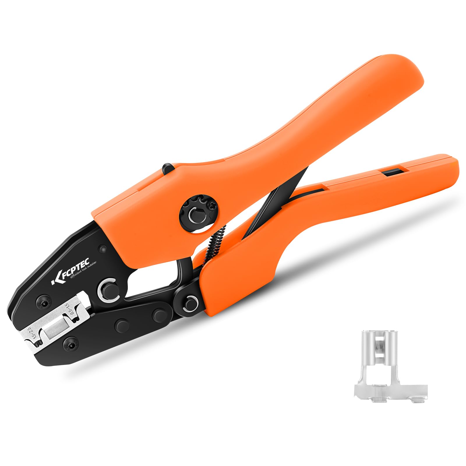 KF CPTEC Crimping Tool for Tab 90° Flag Connector 22-14AWG (0.5-1.5 mm²/1.5-2.5 mm²), Cable Lugs Flat Connector 90° Angled, Cable Lug Pliers with Ratchet Function