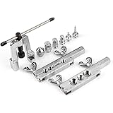 Flexzion Flaring & Swaging Tool Kit 45 Degree Tubing 1/8 to 3/4 inch for Soft Copper Tube Extrusion Type Water Gas Line Automotive Plumbing 14 Pieces Cone with Portable Carring Case