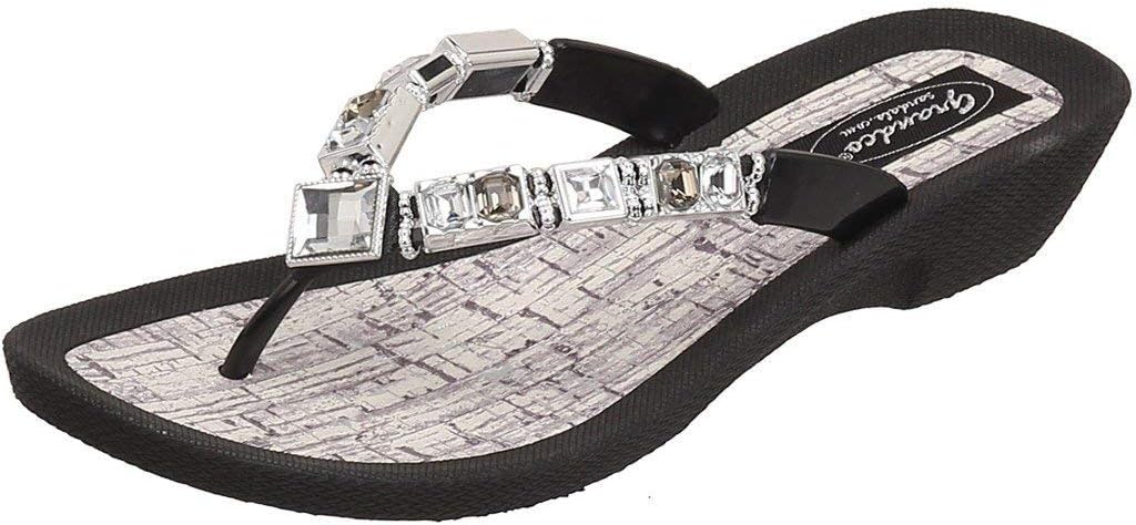 GrandcoWomen's 27143c Flawless Cork Jeweled Waterproof Summer Thong Sandals Platforms