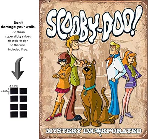 Shop72 - Scooby Doo Gang Retro Funny Vintage Tin Signs Retro Vintage Hollywood Funny Cartoon Tin Sign - with Sticky Stripes No Damage to Walls