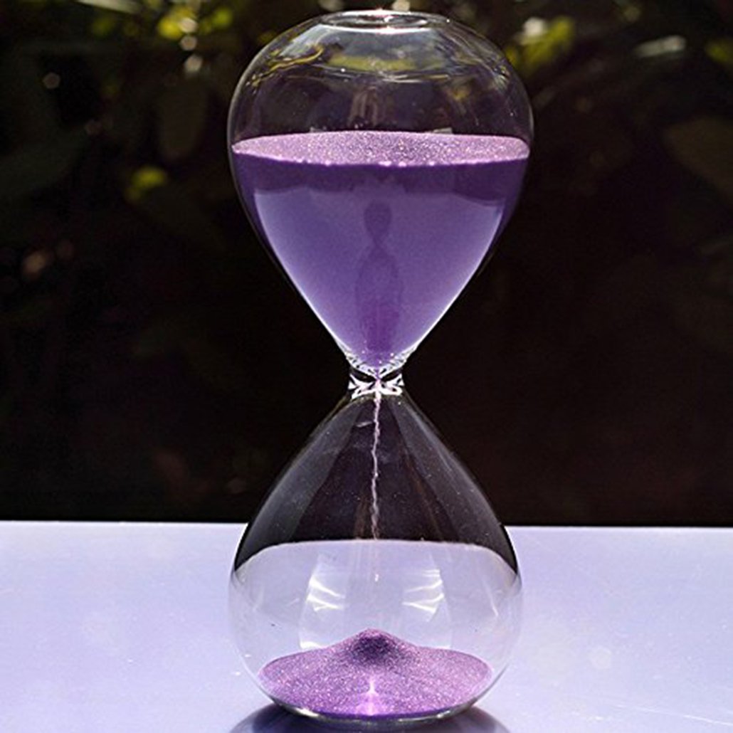 Large Fashion Colorful Sand Glass Sandglass Hourglass Timer Clear Smooth Glass Measures Home Desk Decor Xmas Birthday Gift (15 Minutes, Purple)