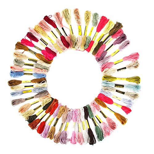 Ownsig 50 Skeins Cotton Embroidery Floss Rainbow Color Cross Stitch Threads Crafts Floss Sewing Threads