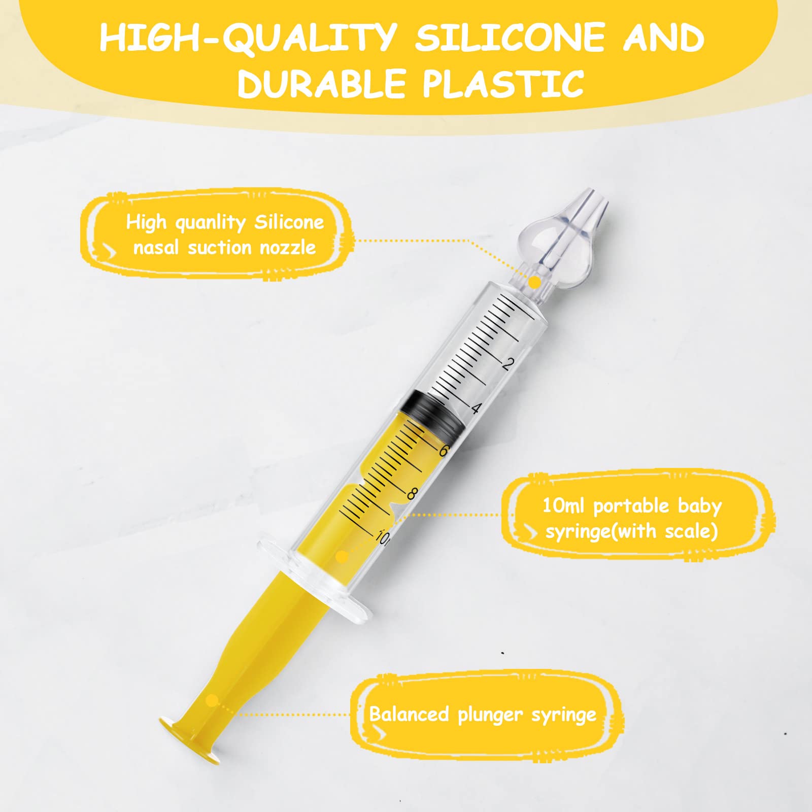 Baby Nasal Irrigator, 4PCS Nasal Syringe for Baby, Syringe Nasal Irrigator with Tweezers & Cleaning Brush, Baby Nasal Aspirator with Silicone Nasal Suction Tips Portable Baby Nasal Syringe