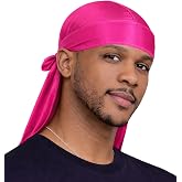 MDSTYLE Premium Silky Durag for Men &amp; Women Satin Dorag Long Tail Durags Head Wrap Headwear for Hair Protection and Style (Hot Pink)