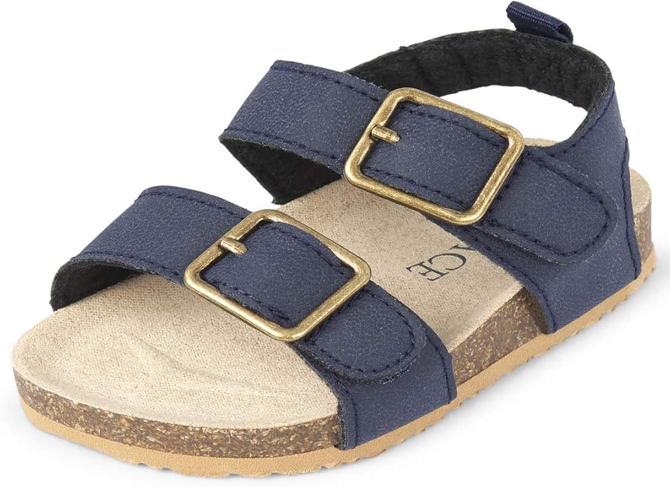 The Children's Place Baby Boys Double Buckle Sandals Slipper, NAVY, 3 6