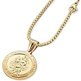 XULAVA St Christopher Necklace Mens Womens,14k Stainless Steel Saint Christopher Pendant Silver Gold Religious Necklaces Perfect gifts for Family Parent Friend Patron Saint of Travellers