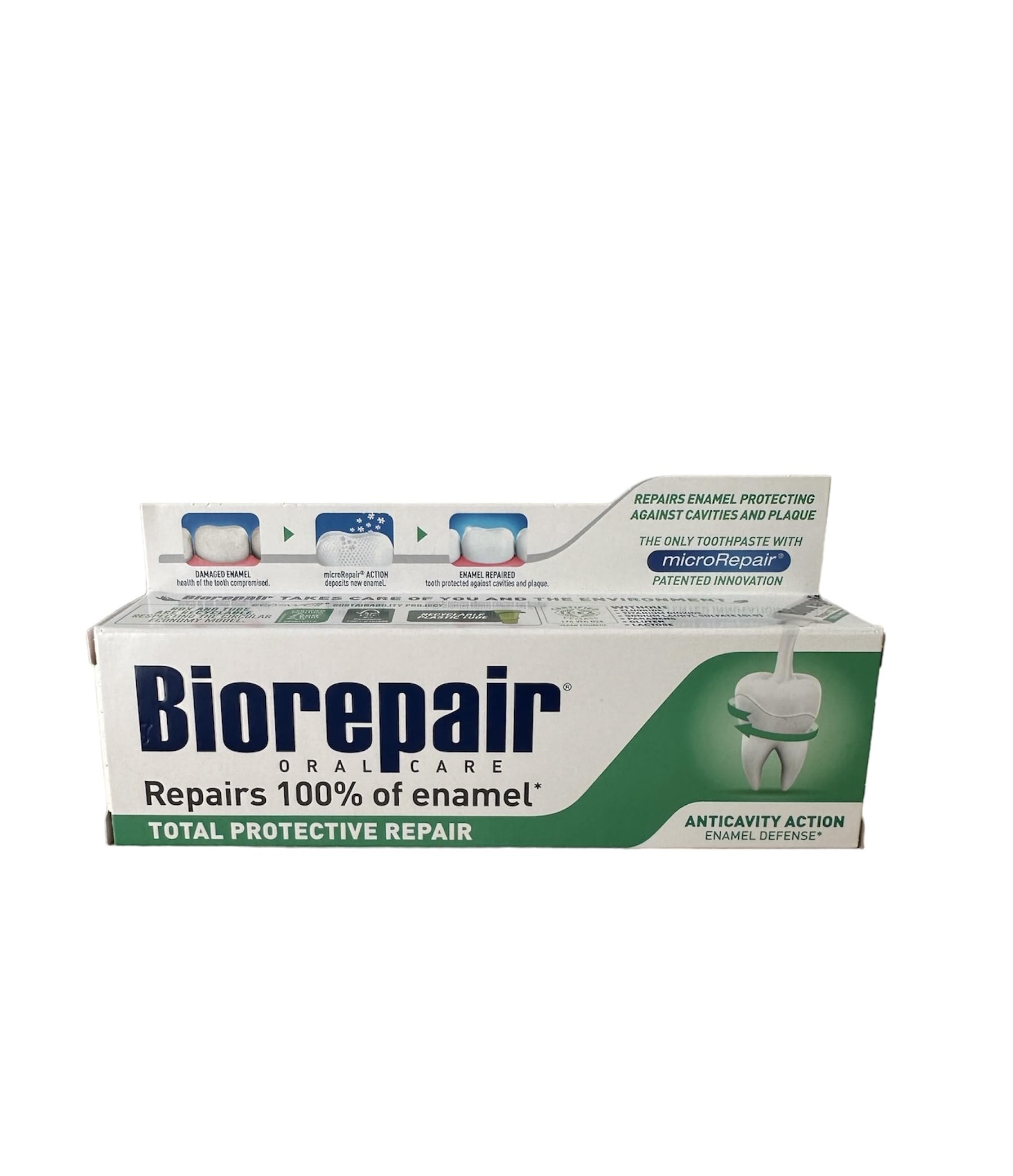 Biorepair Total Protection Toothpaste 75ml (Pack of Two) Protect Enamel & Repair from Acid Erosion and Plaque Safe for Whole Family
