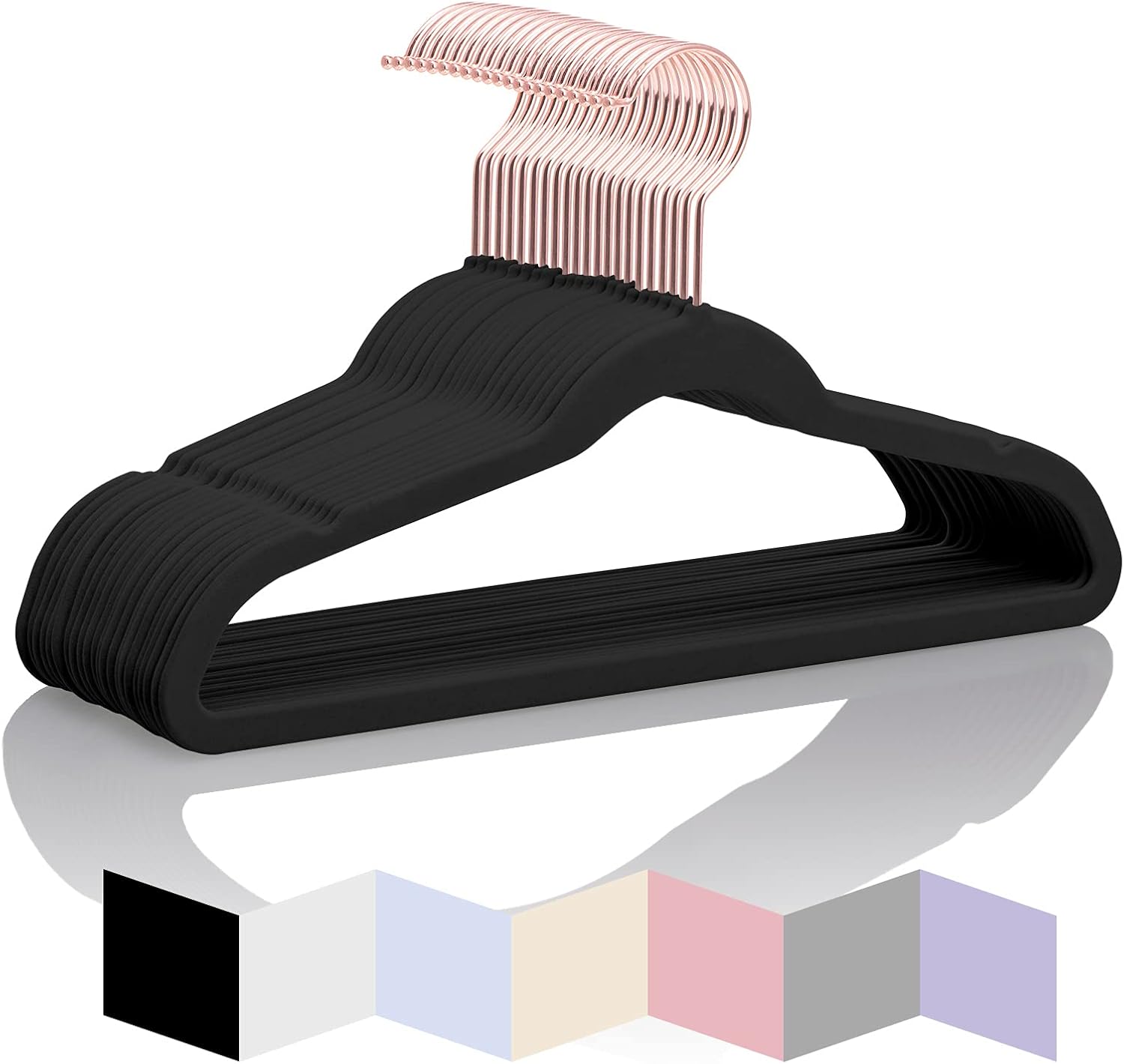 Kids Velvet Hangers, 14" wide with Copper/Rose Gold Hooks, Space Saving