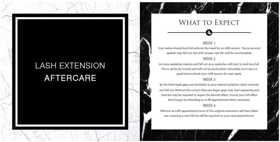 LashArt Eyelash Extension Aftercare Cards (Pack of 10) Full Lash Care Instructions