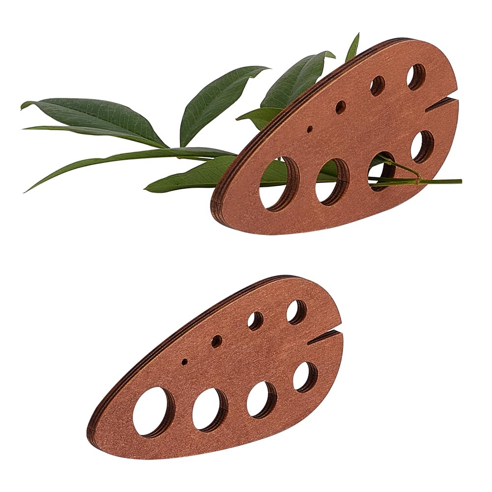 PH PandaHall 2pcs Teardrop Wooden Herb Stripper 8 Holes Herb Pealer Wood Leaf Remover Herb Stripping Brown Herb Stripper Tool for Kitchen Gadgets Cooking Small Kitchen Appliances Chef, Hole: 2-16mm