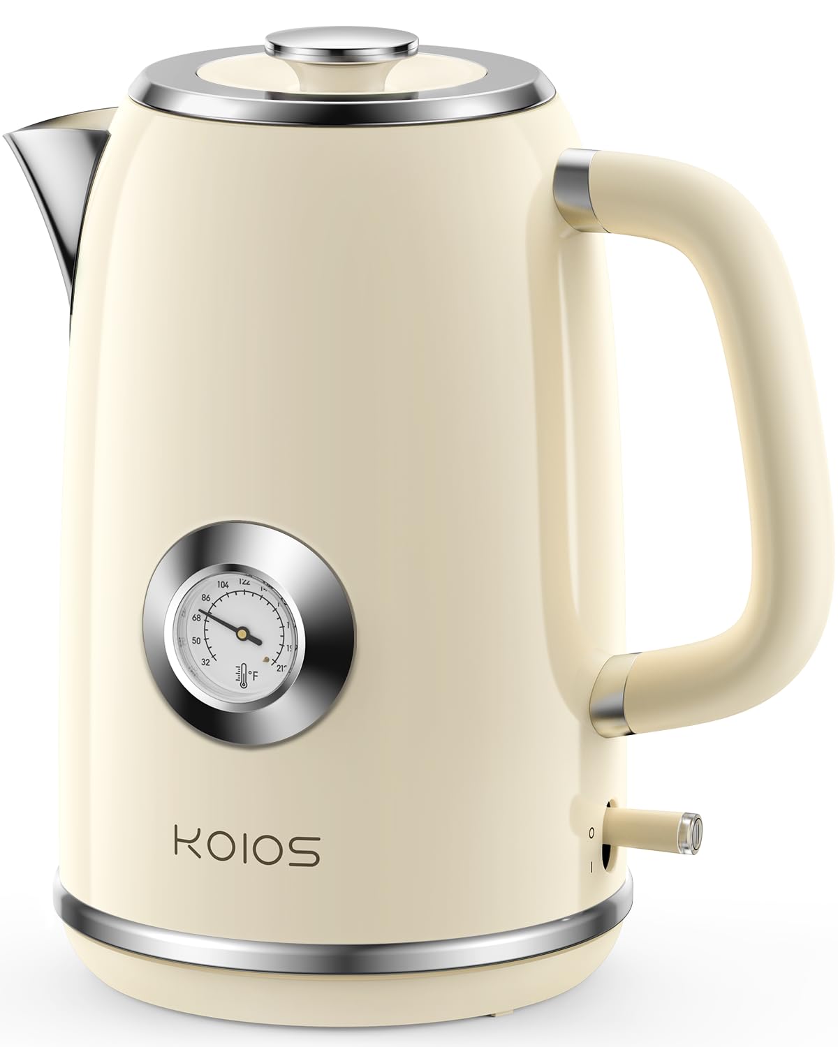 Hervidor eléctrico de 1,8 L con indicador de temperatura, hervidor de té eléctrico de ebullición rápida de 1500 W, hervidor de agua caliente estilo retro 100% de acero inoxidable eléctrico - luz LED brillante, apagado automático y protección contra ebullición en seco