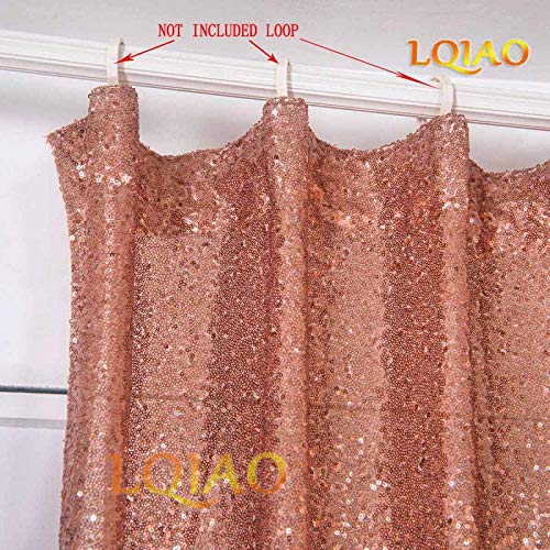 2pcs Rose Gold Sequin Curtain Backdrop W60xl250cm Shimmer Import