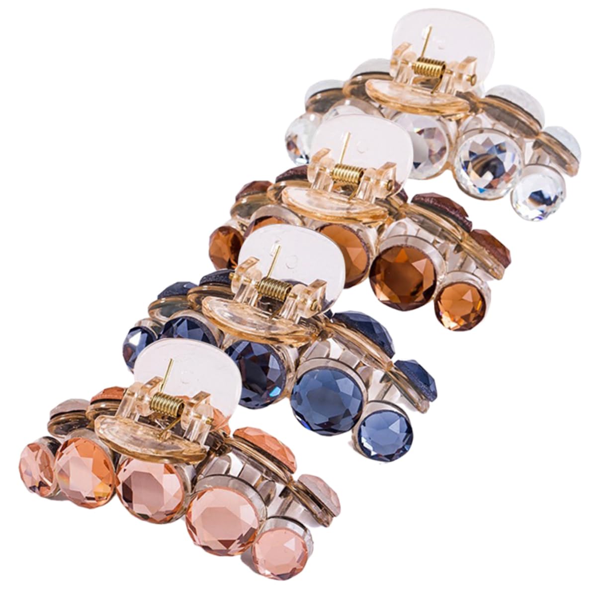 Minkissy Rhinestone Hair Claw, Large Clear Crystal Octopus Claw Clips Clutcher Crab Jaw Barrettes Grips Clamps for Thick Hair