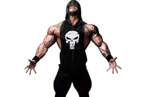 YeeHoo Men's Workout Hooded Tank Tops Bodybuilding Muscle Shirt Sleeveless Gym Training Hoodies