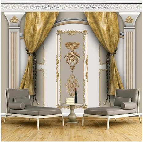 Amazon Com Xbwy Custom Mural Wallpaper European Style Curtain