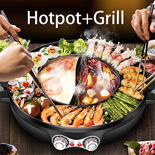 SEAAN Electric Hot Pot Grill Removable Shabushabu Pot Grill Detachable