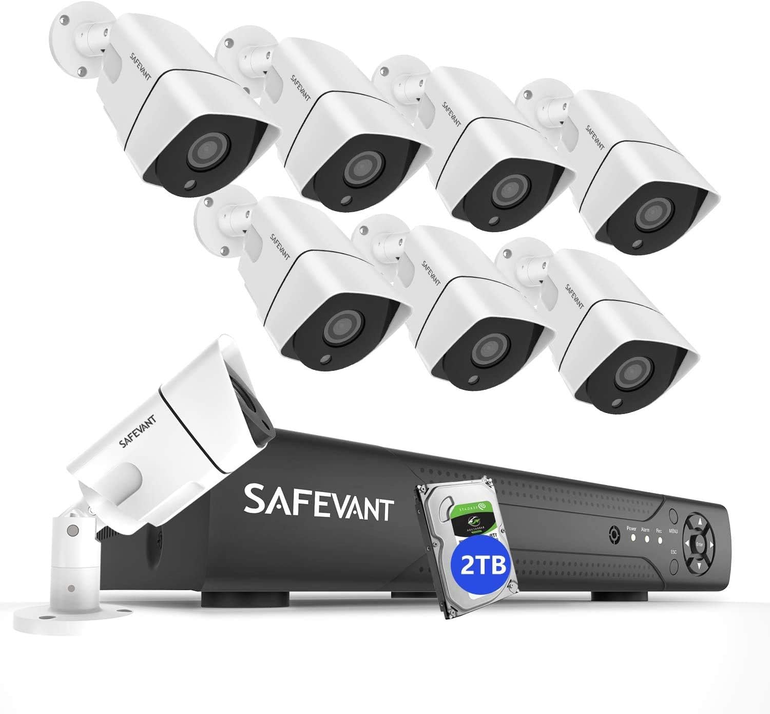 [2021 Newest] PoE Security Camera System,SAFEVANT 8 Channel IP NVR Systems with 2TB HDD Outdoor Indoor Home Surveillance 8 Cameras with Night Vision Motion Detection