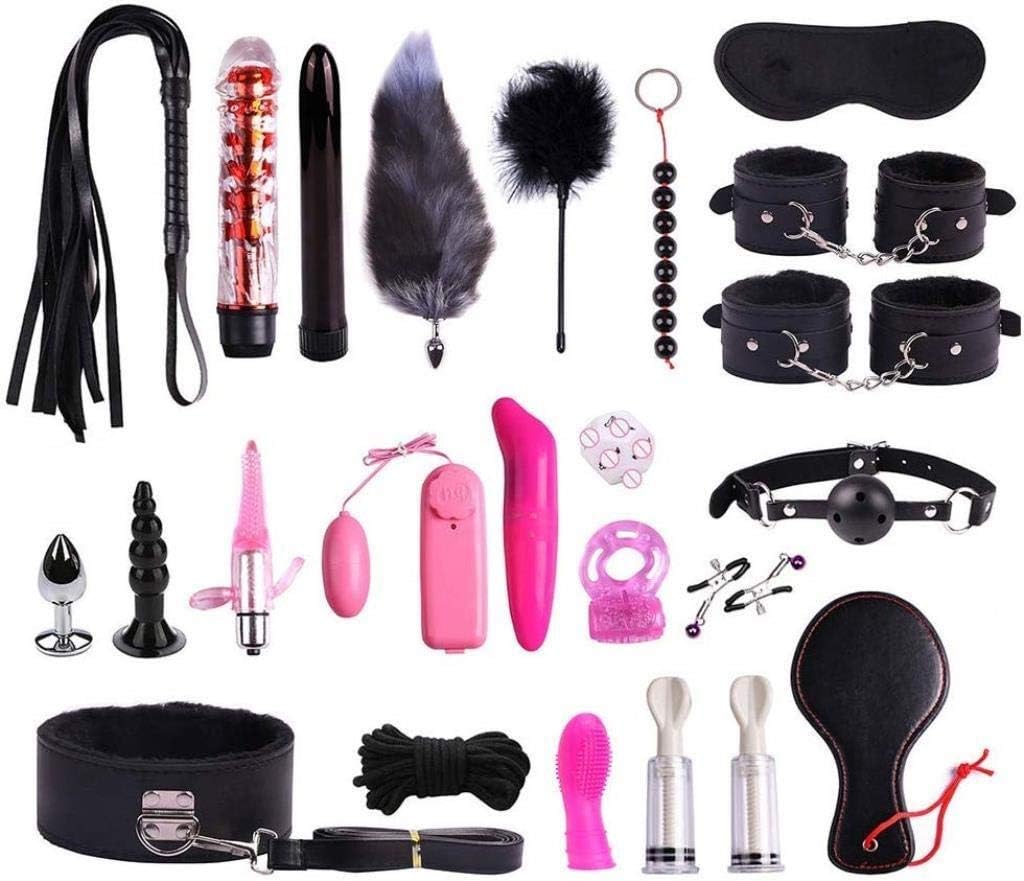 XY New Plush Set Toy Suit 23 PCS Nylon Leather Kit Special Bundled Binding Set New Yoga Plush Leather Set Yoga Set SM Kit for Couple Adult Sexy Suit, Nylon Leather Suit, Plush Set Sexy Toy,Blac